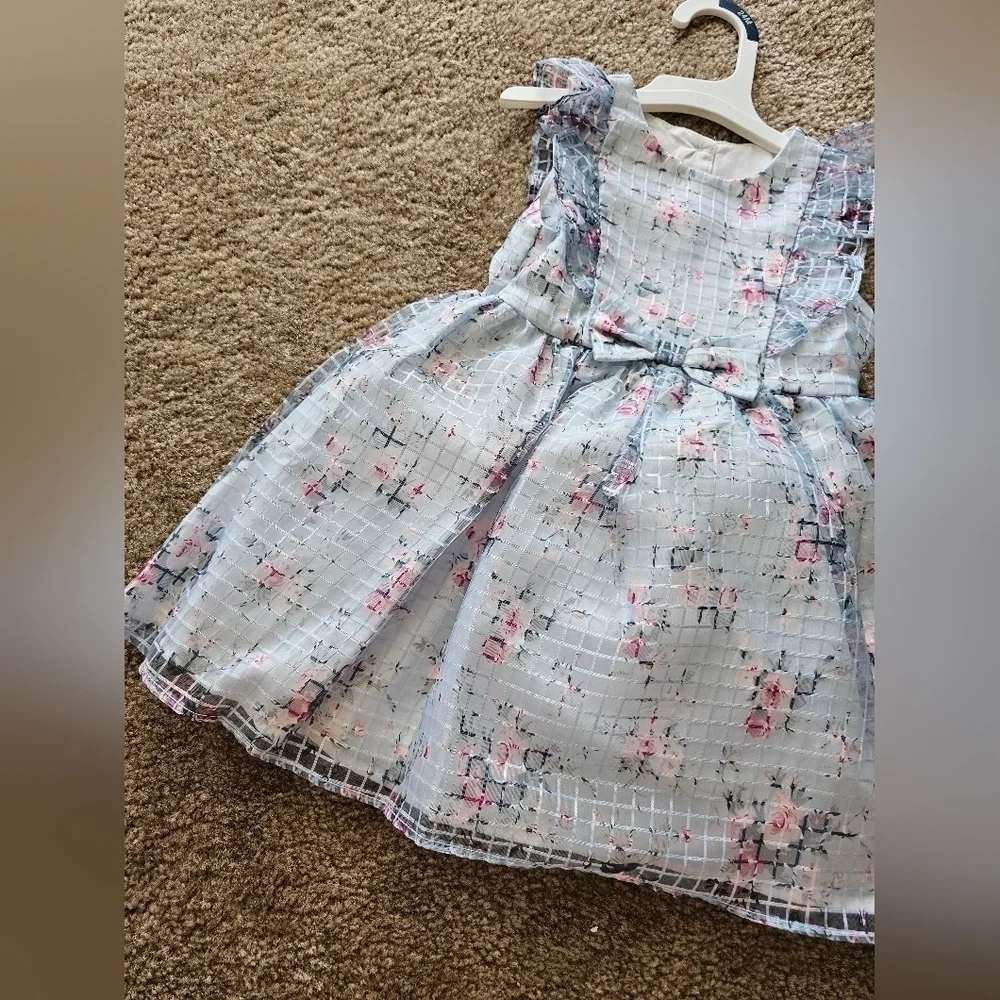 Mia & Mimi Blue Floral Organza Dress Baby Girl